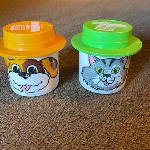 2 Burger King Whitley Industrial Inc Plastic Cups with lids Dog and Cat